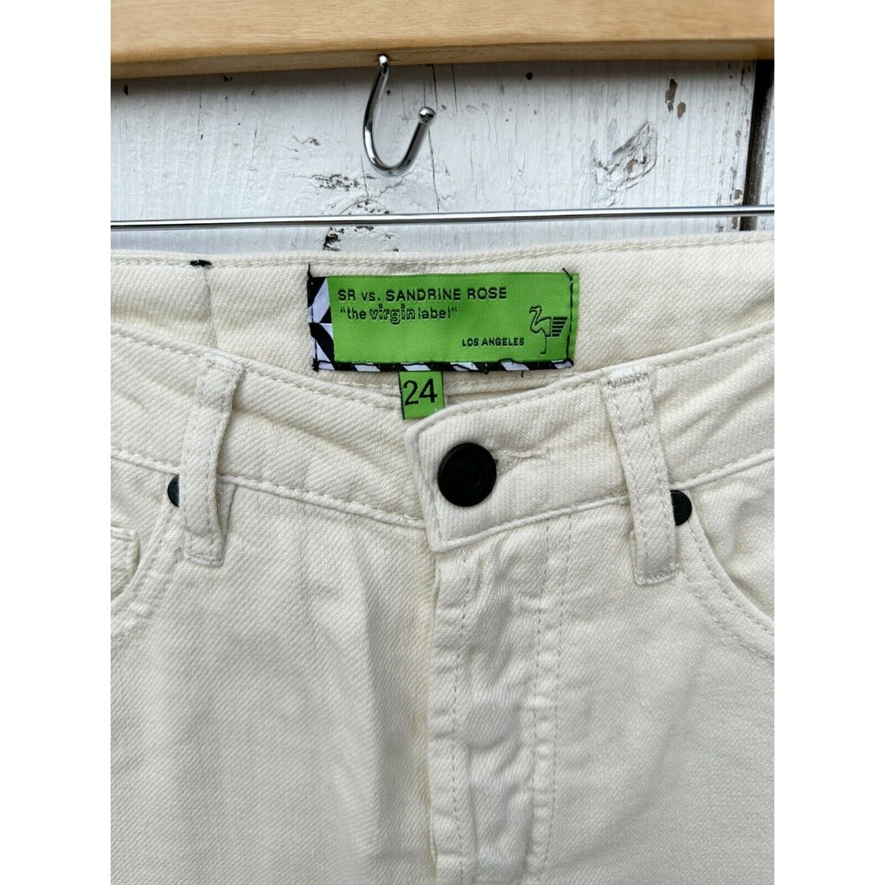 Free People x SR Sandrine Rose Cream White Straight Fit Leg Jeans Size 24 NEW - Picture 2 of 6